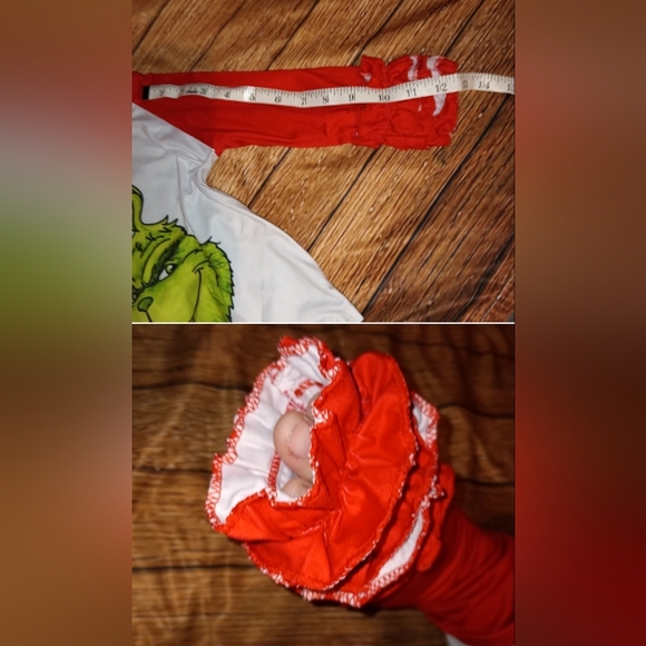 Bundle 🎄Grinch 🎁 12m girls shirt and pants set and a Santa 18m onesie - Picture 6 of 12